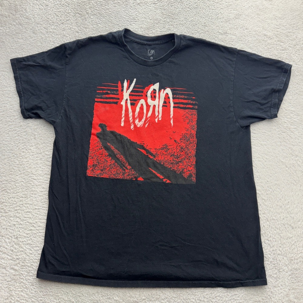 Korn Band Graphic T-Shirt Mens XL Black Red Nu Metal Rock Tee Spencers
